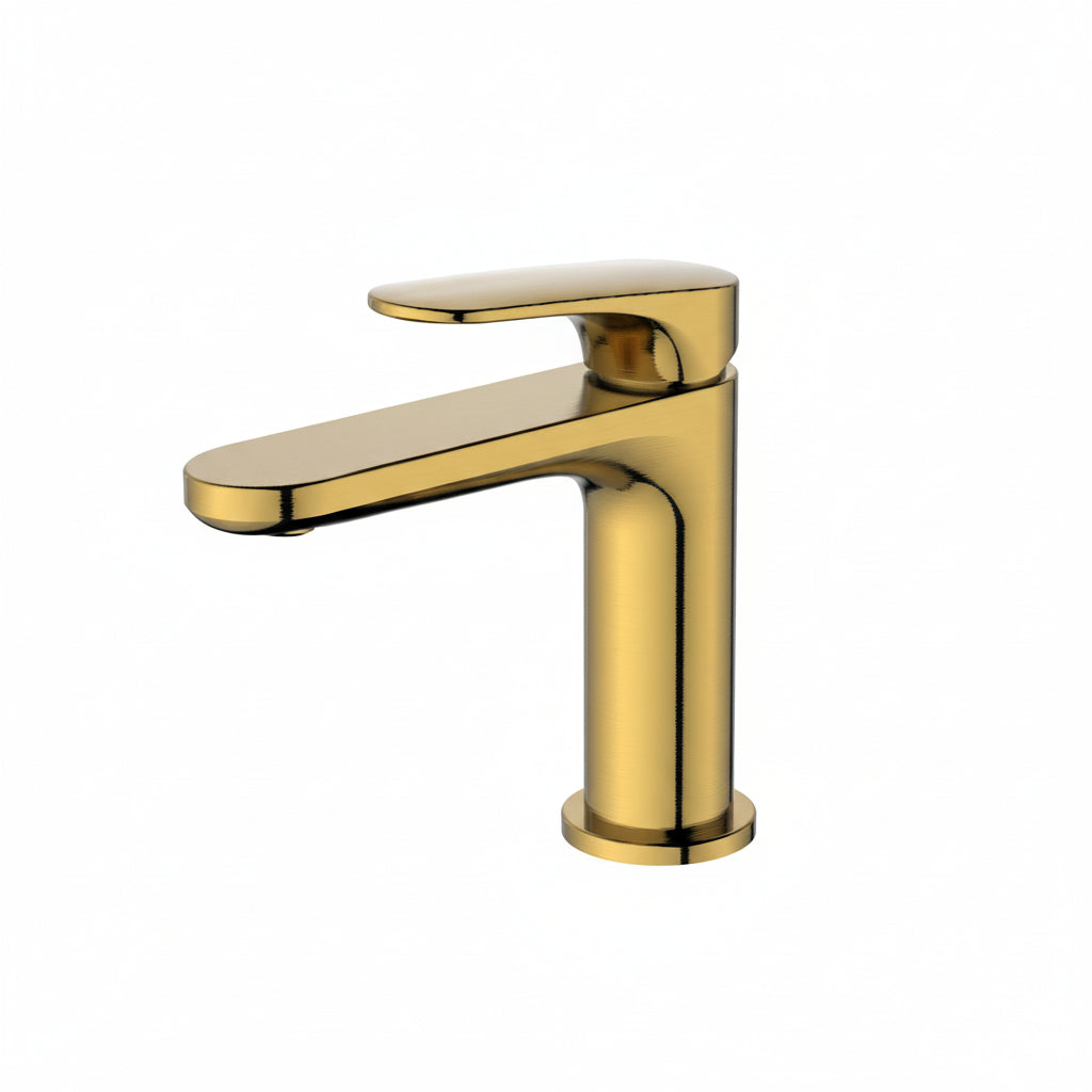 Ruvo basin mixer tap brushed brass gold