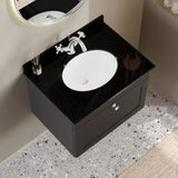 nuie Classique 1 Drawer Wall Hung Vanity Unit With 1 Tap Hole Marble Basin