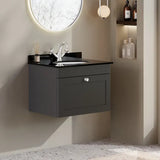 nuie Classique 1 Drawer Wall Hung Vanity Unit With 1 Tap Hole Marble Basin