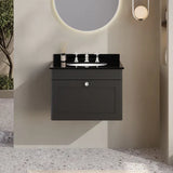 nuie Classique 1 Drawer Wall Hung Vanity Unit With 3 Tap Hole Marble Basin
