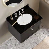 nuie Classique 1 Drawer Wall Hung Vanity Unit With 3 Tap Hole Marble Basin