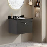 nuie Classique 1 Drawer Wall Hung Vanity Unit With 3 Tap Hole Marble Basin
