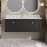 nuie Classique 1200mm 2 Drawer Wall Hung Vanity Unit With 6 Tap Hole Marble Basin