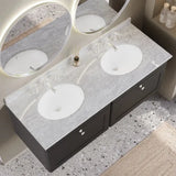 nuie Classique 1200mm 2 Drawer Wall Hung Vanity Unit With 6 Tap Hole Marble Basin