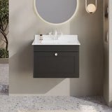 nuie Classique 1 Drawer Wall Hung Vanity Unit With 1 Tap Hole Marble Basin