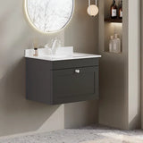 nuie Classique 1 Drawer Wall Hung Vanity Unit With 1 Tap Hole Marble Basin