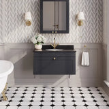 nuie Classique 1 Drawer Wall Hung Vanity Unit With 1 Tap Hole Marble Basin