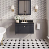 nuie Classique 1 Drawer Wall Hung Vanity Unit With 3 Tap Hole Marble Basin