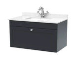 nuie Classique 1 Drawer Wall Hung Vanity Unit With 1 Tap Hole Marble Basin
