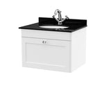 nuie Classique 1 Drawer Wall Hung Vanity Unit With 1 Tap Hole Marble Basin