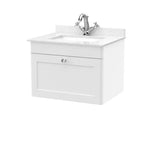 nuie Classique 1 Drawer Wall Hung Vanity Unit With 1 Tap Hole Marble Basin