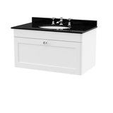 nuie Classique 1 Drawer Wall Hung Vanity Unit With 3 Tap Hole Marble Basin