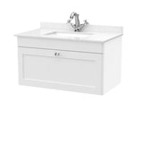nuie Classique 1 Drawer Wall Hung Vanity Unit With 1 Tap Hole Marble Basin