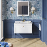 nuie Classique 1 Drawer Wall Hung Vanity Unit With 1 Tap Hole Marble Basin