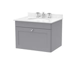 nuie Classique 1 Drawer Wall Hung Vanity Unit With 3 Tap Hole Marble Basin