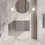 nuie Classique 1 Drawer Wall Hung Vanity Unit With 3 Tap Hole Marble Basin