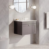 nuie Classique 1 Drawer Wall Hung Vanity Unit With 3 Tap Hole Marble Basin