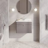 nuie Classique 1 Drawer Wall Hung Vanity Unit With 1 Tap Hole Marble Basin