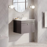 nuie Classique 1 Drawer Wall Hung Vanity Unit With 1 Tap Hole Marble Basin