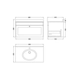 nuie Classique 1 Drawer Wall Hung Vanity Unit With 1 Tap Hole Marble Basin