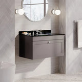 nuie Classique 1 Drawer Wall Hung Vanity Unit With 3 Tap Hole Marble Basin