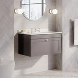 nuie Classique 1 Drawer Wall Hung Vanity Unit With 3 Tap Hole Marble Basin
