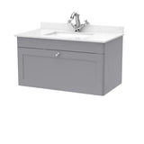 nuie Classique 1 Drawer Wall Hung Vanity Unit With 1 Tap Hole Marble Basin