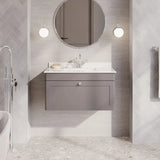 nuie Classique 1 Drawer Wall Hung Vanity Unit With 1 Tap Hole Marble Basin