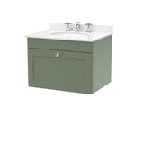 nuie Classique 1 Drawer Wall Hung Vanity Unit With 3 Tap Hole Marble Basin