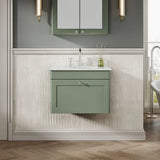 nuie Classique 1 Drawer Wall Hung Vanity Unit With 3 Tap Hole Marble Basin
