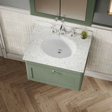 nuie Classique 1 Drawer Wall Hung Vanity Unit With 3 Tap Hole Marble Basin