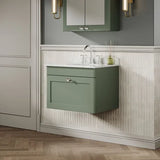 nuie Classique 1 Drawer Wall Hung Vanity Unit With 3 Tap Hole Marble Basin