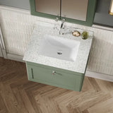 nuie Classique 1 Drawer Wall Hung Vanity Unit With 1 Tap Hole Marble Basin