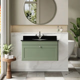 nuie Classique 1 Drawer Wall Hung Vanity Unit With 1 Tap Hole Marble Basin