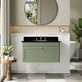 nuie Classique 1 Drawer Wall Hung Vanity Unit With 3 Tap Hole Marble Basin