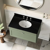 nuie Classique 1 Drawer Wall Hung Vanity Unit With 3 Tap Hole Marble Basin