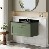 nuie Classique 1 Drawer Wall Hung Vanity Unit With 3 Tap Hole Marble Basin