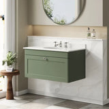 nuie Classique 1 Drawer Wall Hung Vanity Unit With 3 Tap Hole Marble Basin
