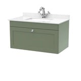 nuie Classique 1 Drawer Wall Hung Vanity Unit With 1 Tap Hole Marble Basin