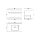nuie Classique 1 Drawer Wall Hung Vanity Unit With 1 Tap Hole Marble Basin