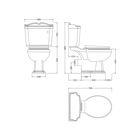 nuie Legend Traditional Close Coupled Toilet