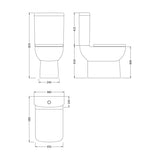 nuie Short Projection Semi Flush to Wall Close Coupled Toilet Pan