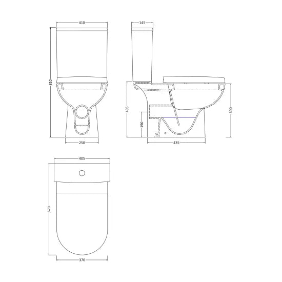 nuie Contemporary 410mm Close Coupled Toilet