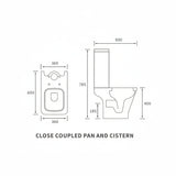 Cedarwood Rimless Short Projection Close Coupled Open Back WC & Wrapover Soft Close Seat