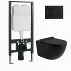 Cistern and Black Wall Hung Toilet Set