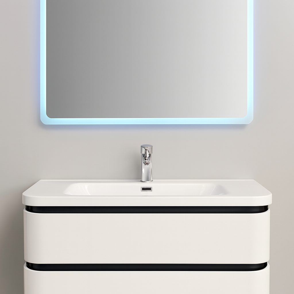 Wendy white and black wall hung vanity set 1000MM X 500MM