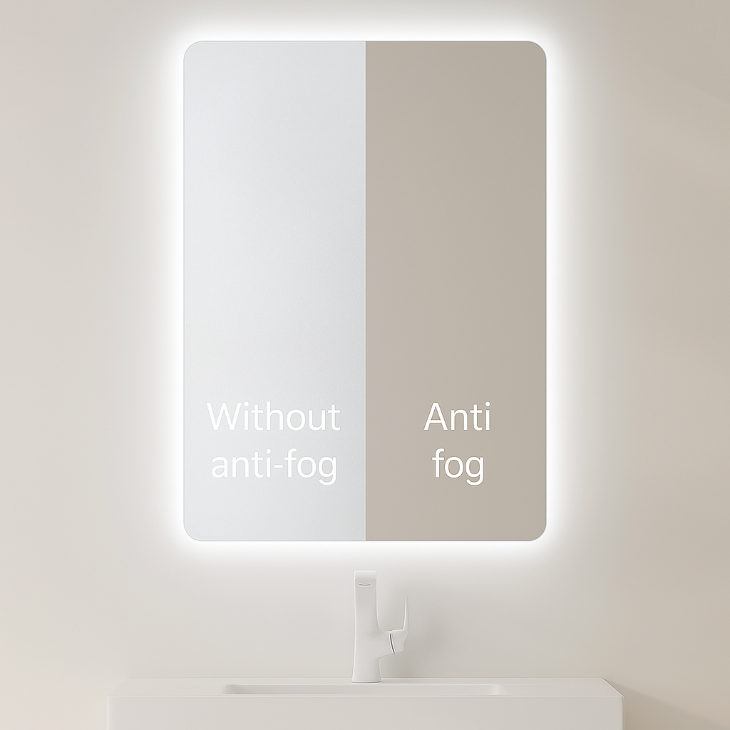 VERTICAL PORTRAIT LED ANTI FOG MOTION SENSOR MIRROR 800MM X 600MM , 700MM X 500MM