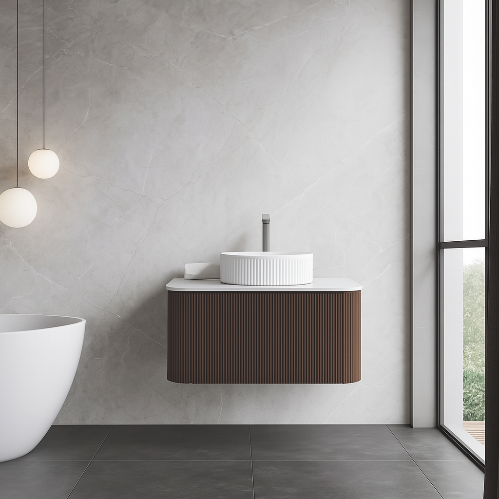 Ebano Wall Hung Fluted Cabinet Vanity 800mm X 500mm