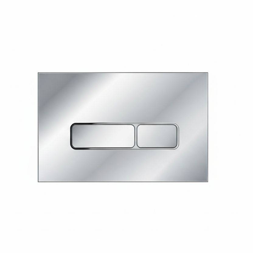 Square Dual Flush Plate Polished Chrome