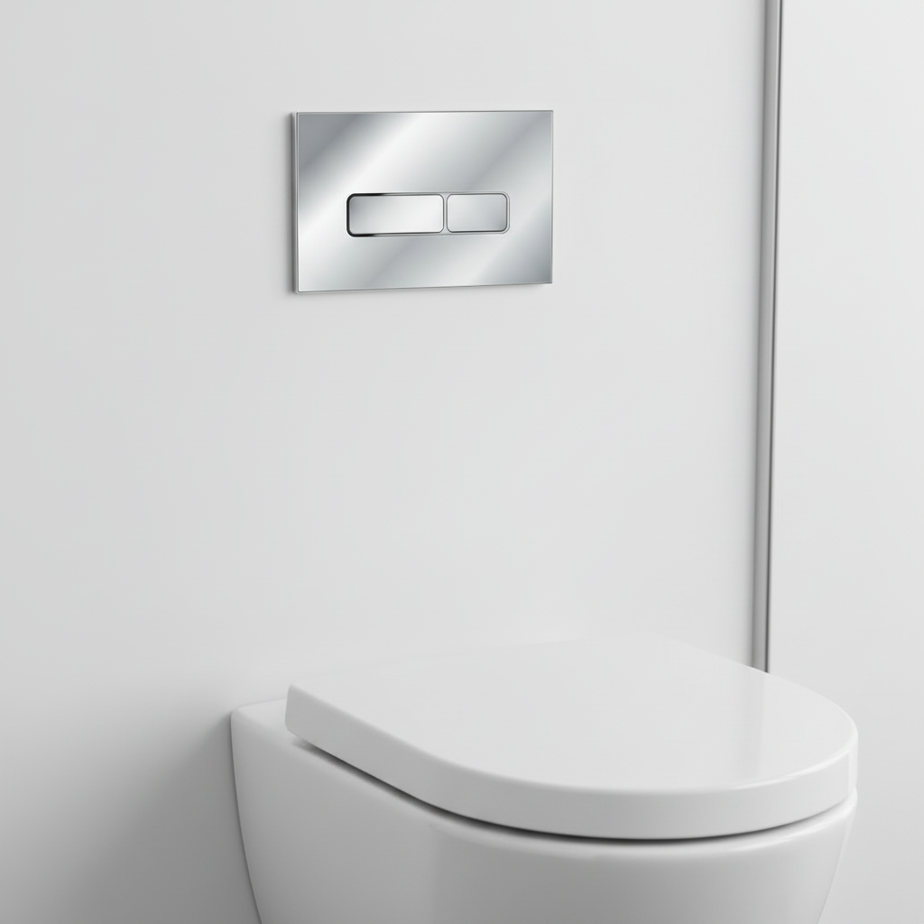 Square Dual Flush Plate Polished Chrome